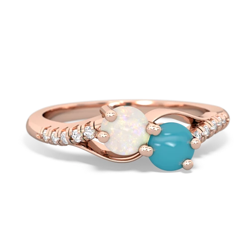 opal-turquoise two stone infinity ring