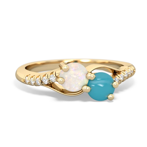 opal-turquoise two stone infinity ring