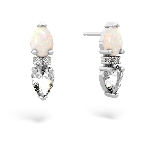 opal-white topaz bowtie earrings