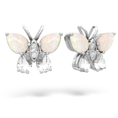 opal-white topaz butterfly earrings
