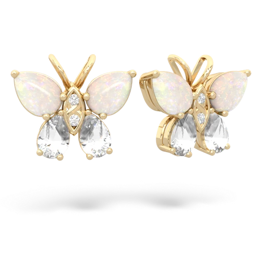 opal-white topaz butterfly earrings