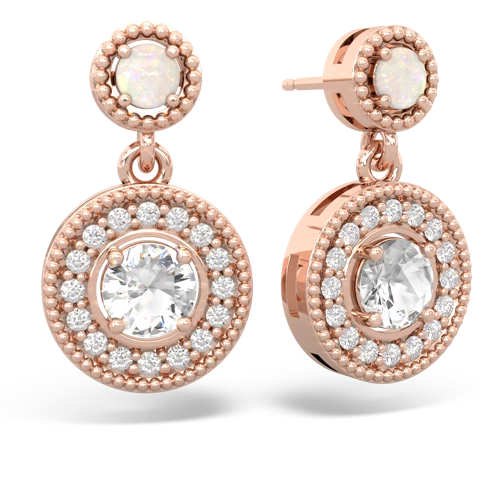 opal-white topaz halo earrings