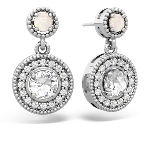 opal-white topaz halo earrings