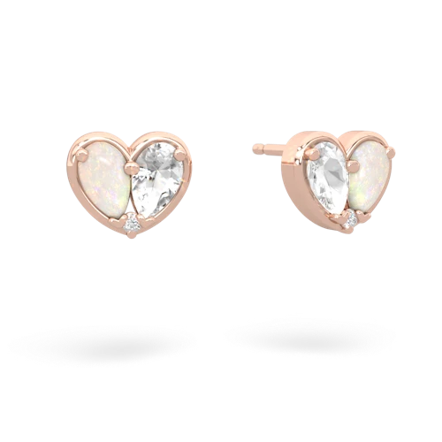 opal-white topaz one heart earrings