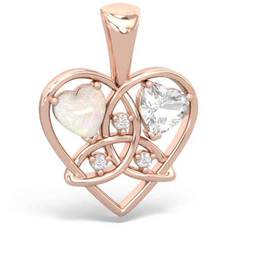 opal-white topaz celtic heart pendant