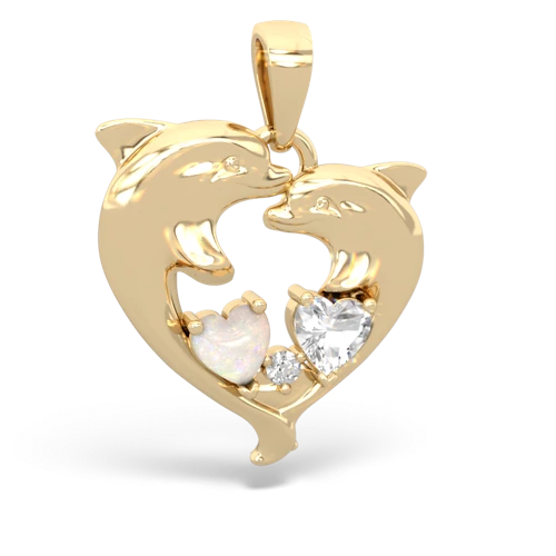 opal-white topaz dolphins pendant