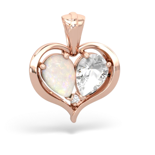 opal-white topaz half heart whole pendant