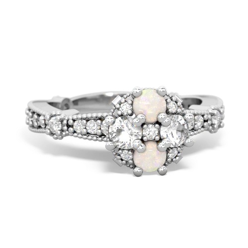 opal-white topaz art deco engagement ring