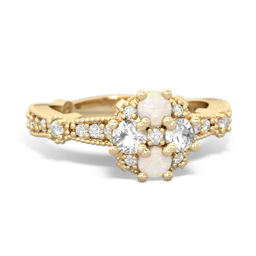 opal-white topaz art deco engagement ring