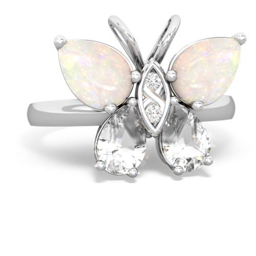 opal-white topaz butterfly ring