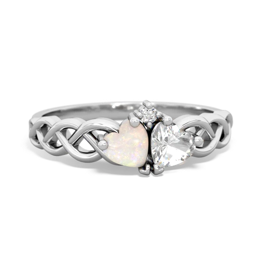opal-white topaz celtic braid ring