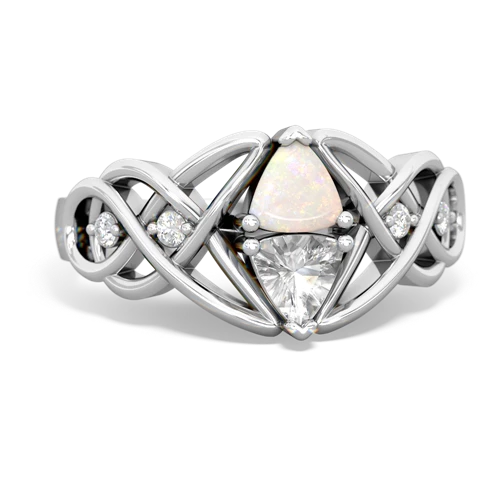 opal-white topaz celtic knot ring