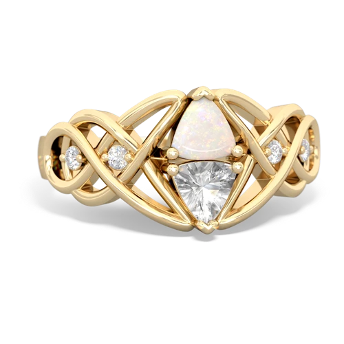 opal-white topaz celtic knot ring