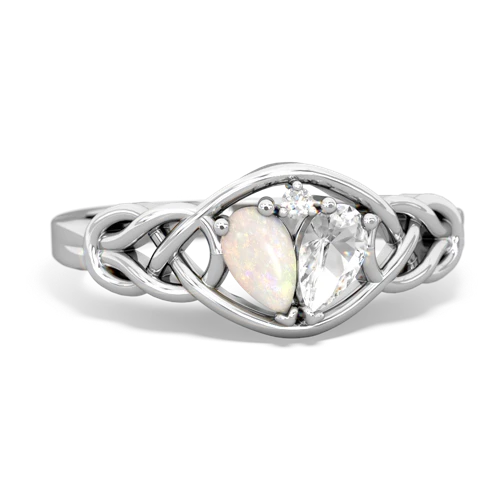 opal-white topaz celtic knot ring