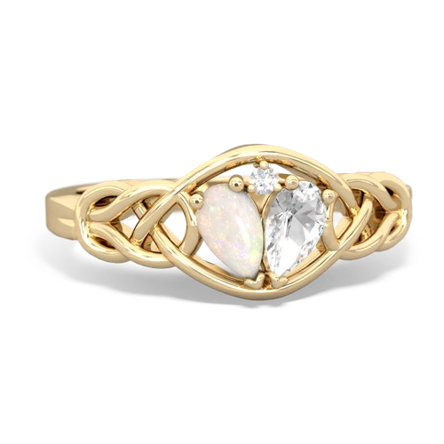 opal-white topaz celtic knot ring