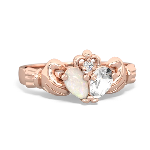 opal-white topaz claddagh ring