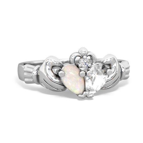 opal-white topaz claddagh ring