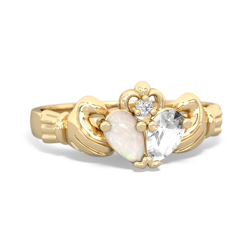 opal-white topaz claddagh ring