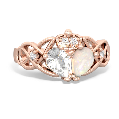 opal-white topaz claddagh ring