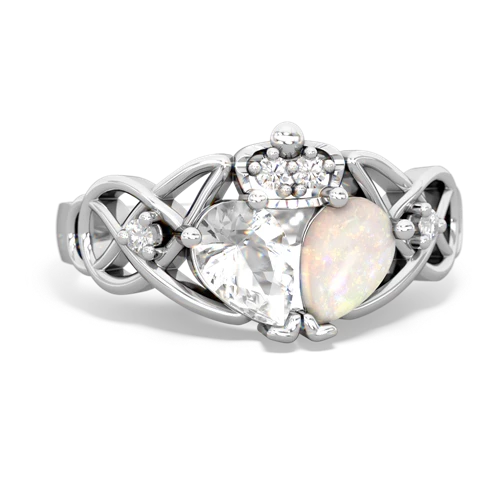 opal-white topaz claddagh ring