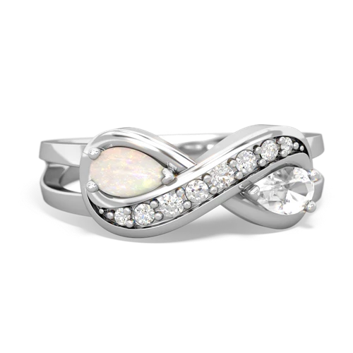 opal-white topaz diamond infinity ring