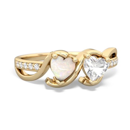 opal-white topaz double heart ring