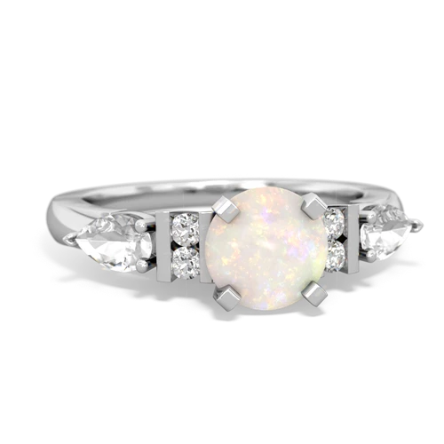 Opal Genuine Opal with Genuine White Topaz and Genuine White Topaz Engagement ring Ring