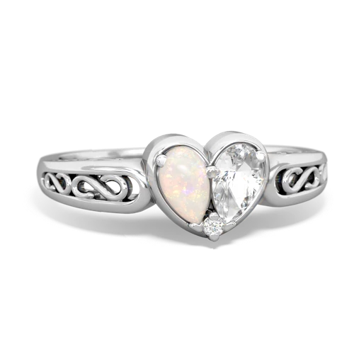 opal-white topaz filligree ring