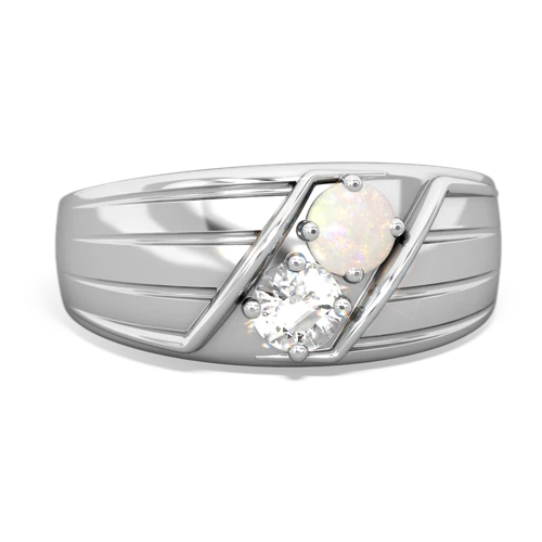 opal-white topaz mens ring