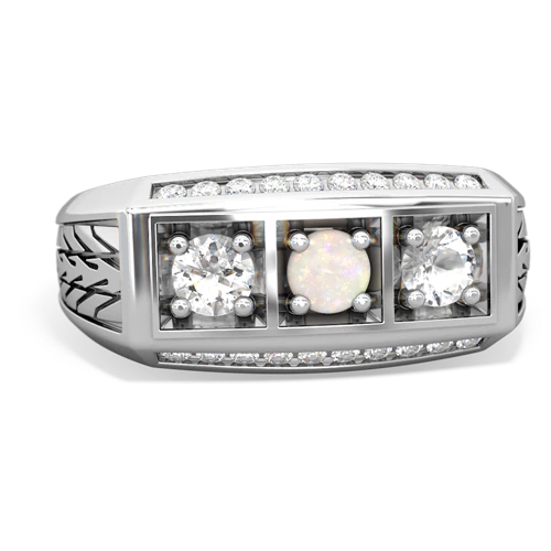 opal-white topaz three stone ring