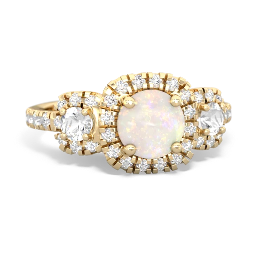opal-white topaz three stone regal ring