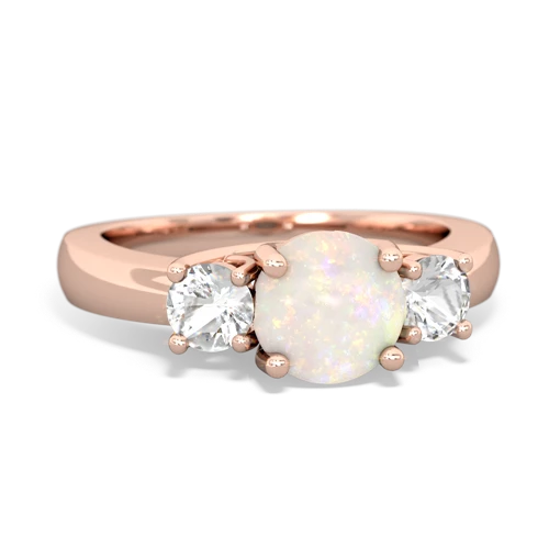 Opal Genuine Opal with Genuine White Topaz and Genuine White Topaz Three Stone Trellis ring Ring