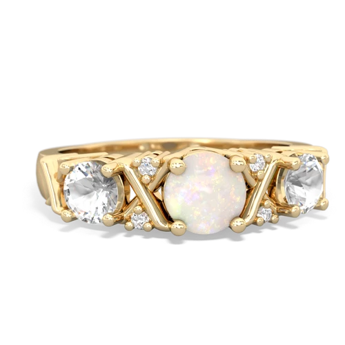 Opal Genuine Opal with Genuine White Topaz and Genuine White Topaz Hugs and Kisses ring Ring