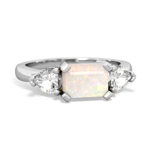 Opal Genuine Opal with Genuine White Topaz and Genuine White Topaz Three Stone ring Ring