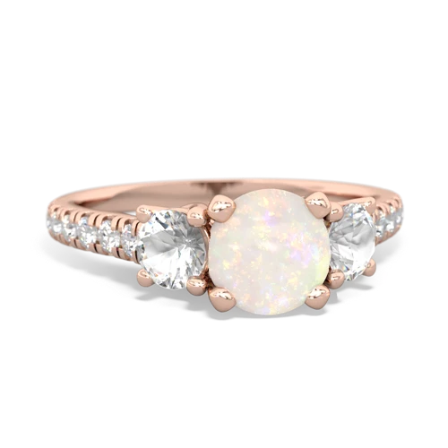 Opal Genuine Opal with Genuine White Topaz and Genuine White Topaz Pave Trellis ring Ring