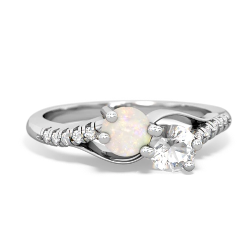 opal-white topaz two stone infinity ring