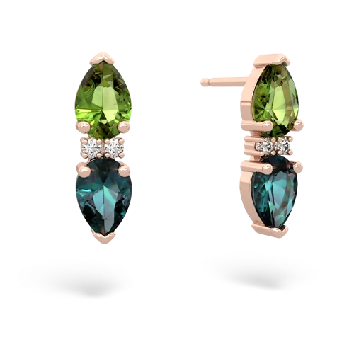 peridot-alexandrite bowtie earrings