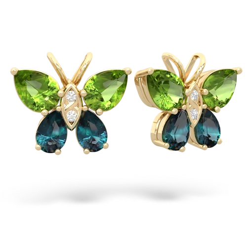 peridot-alexandrite butterfly earrings