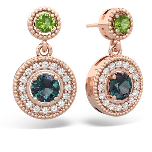 peridot-alexandrite halo earrings