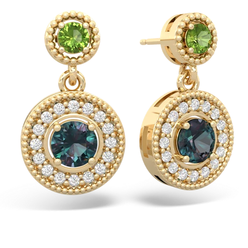 peridot-alexandrite halo earrings
