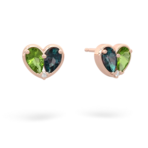 peridot-alexandrite one heart earrings