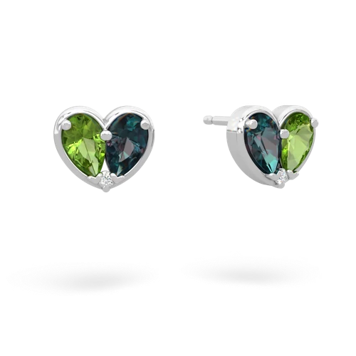 peridot-alexandrite one heart earrings