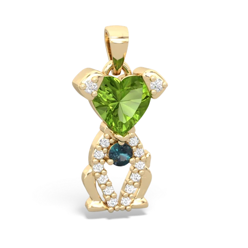 peridot-alexandrite birthstone puppy pendant