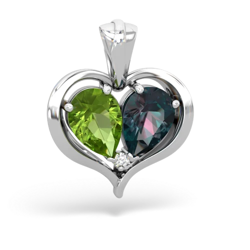 peridot-alexandrite half heart whole pendant