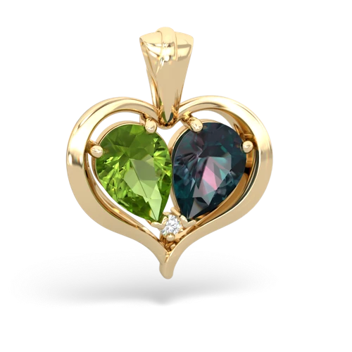 peridot-alexandrite half heart whole pendant