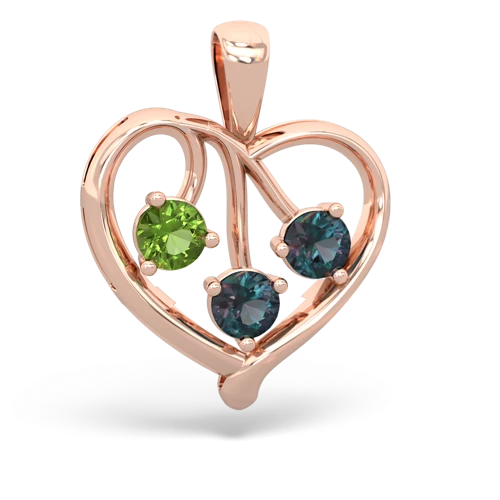 peridot-alexandrite love heart pendant