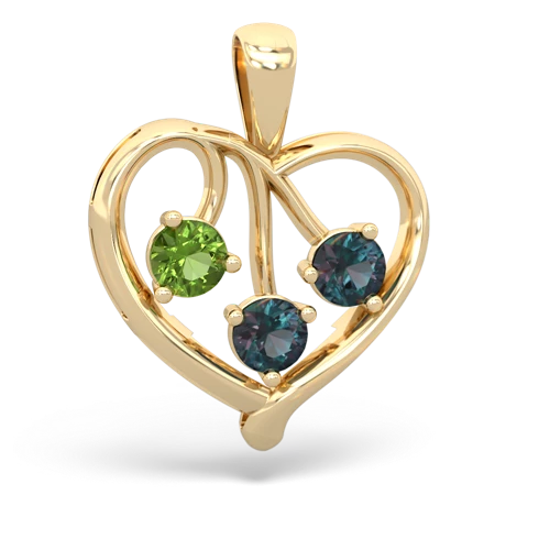peridot-alexandrite love heart pendant