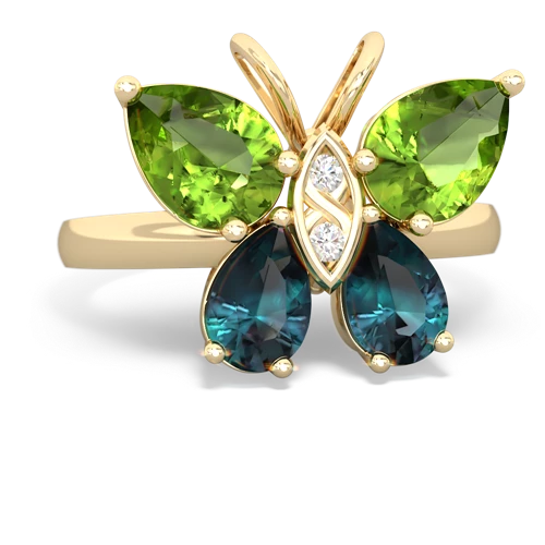 peridot-alexandrite butterfly ring