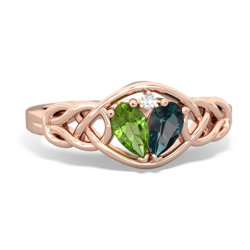 Peridot Genuine Peridot with Lab Created Alexandrite Celtic Love Knot ring Ring