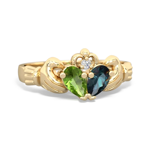 peridot-alexandrite claddagh ring